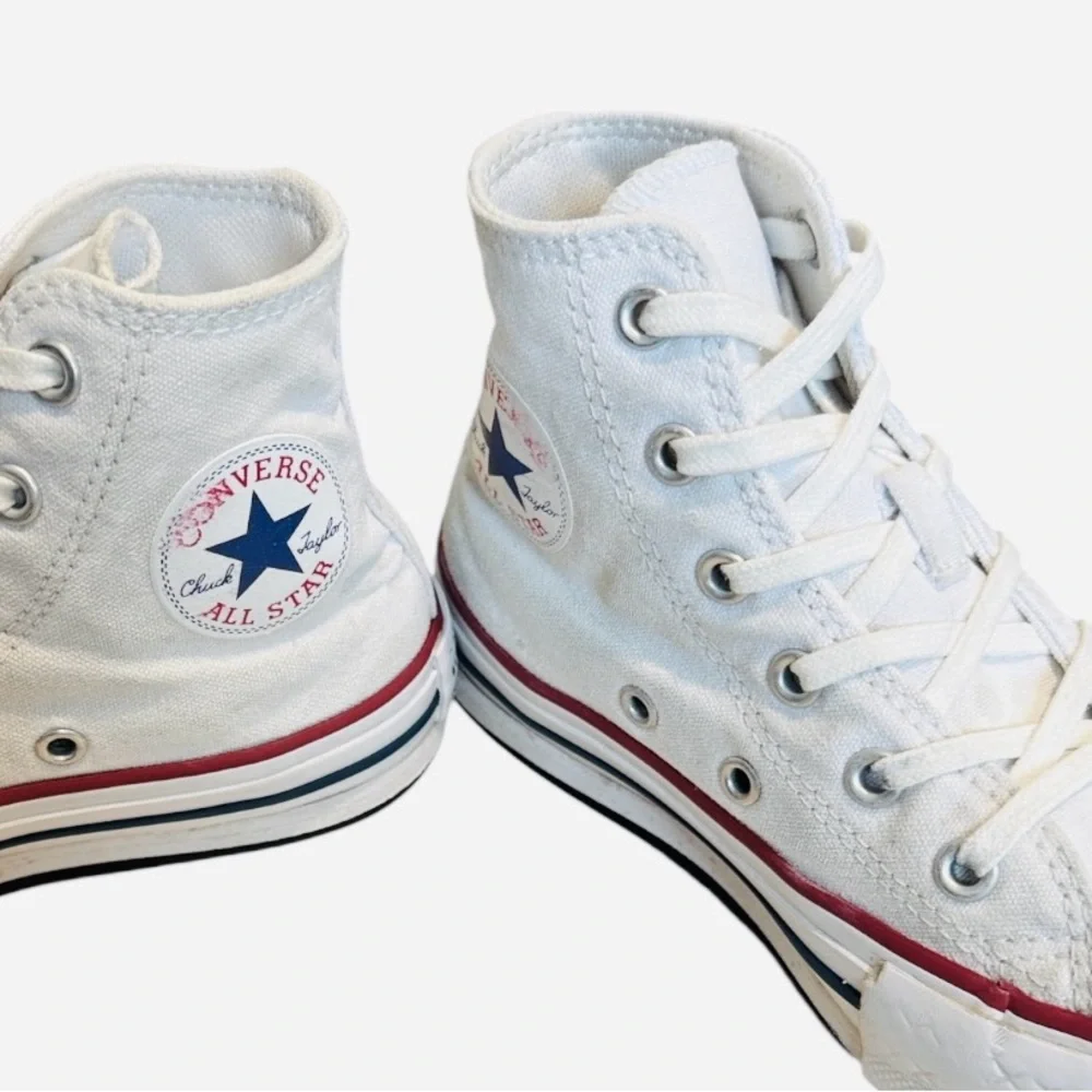 Converse All Star Youth White High-Tops with Red and Blue Trim Youth Size 13
